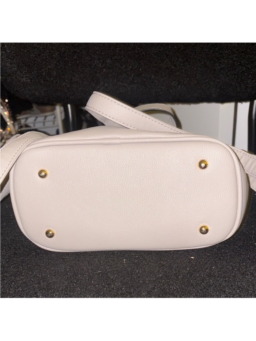 Compact Cream Mini Backpack with Bee Detail Rhinestone - Picture 5 of 5